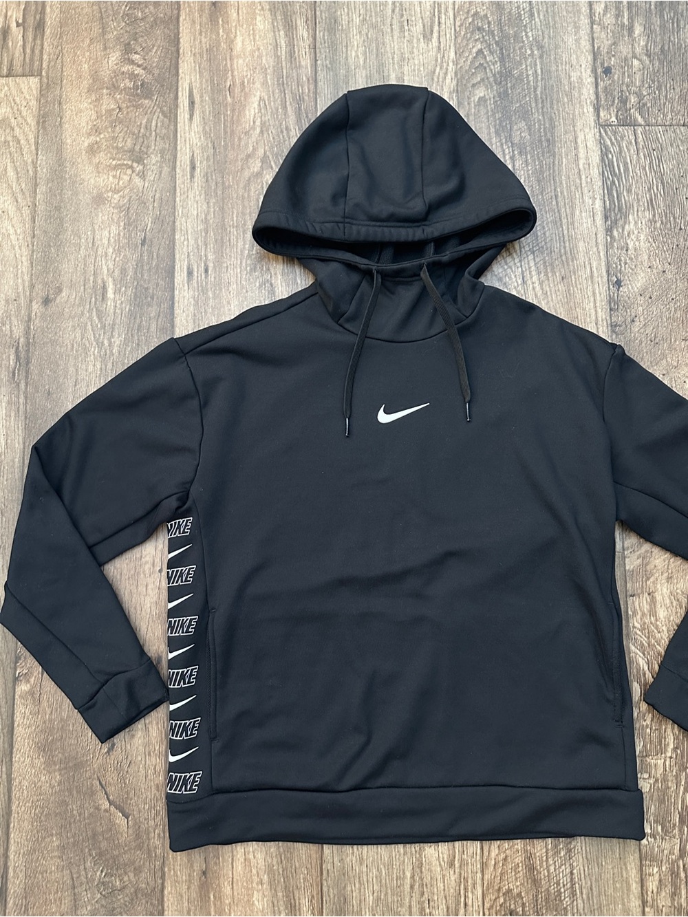 Nike Logo Side Stripe Therma Fleece Athletic Sports Gym Hoodie Women’s S Black